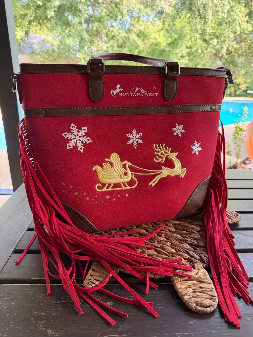 Montana West Western Cheer Tote - Santa's Sleigh Edition NWOT